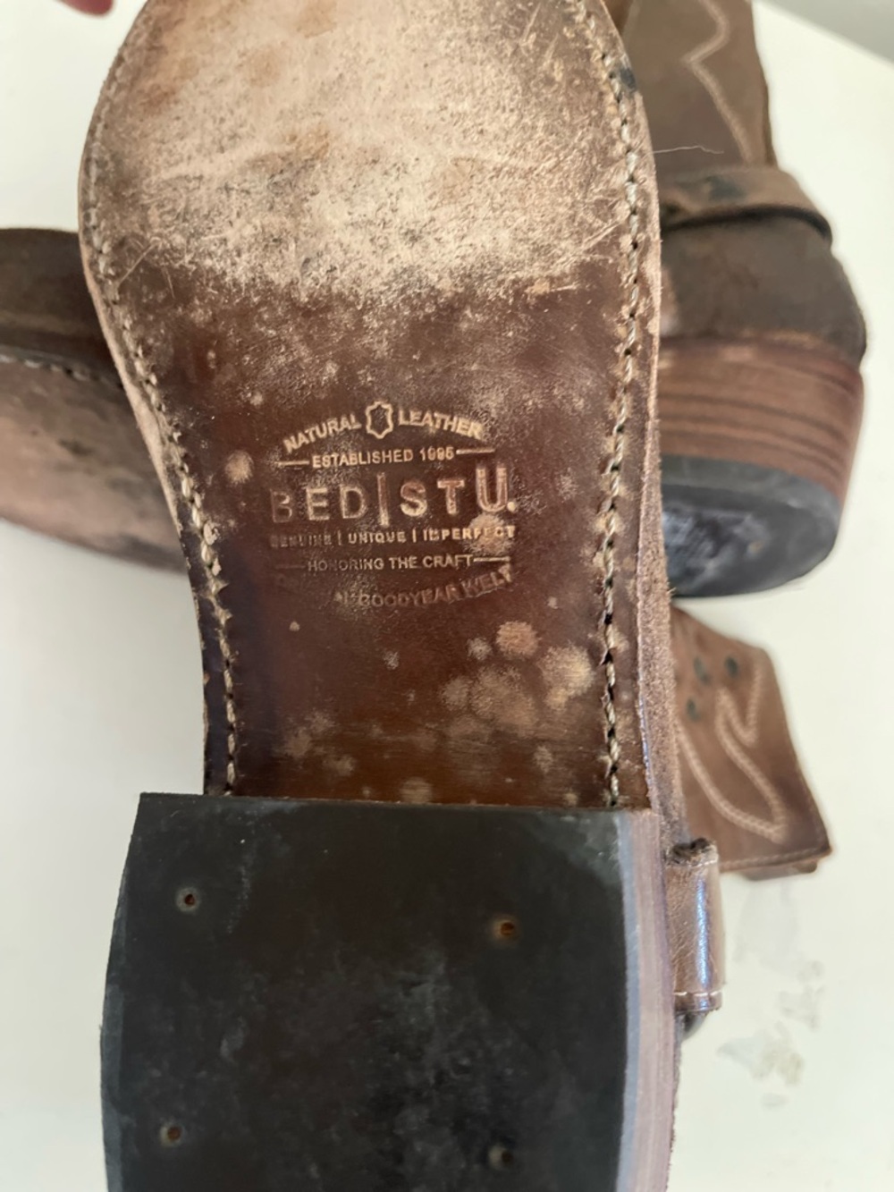 Bed Stu Brown Distressed Leather Harness Ankle Boots - Picture 8 of 9